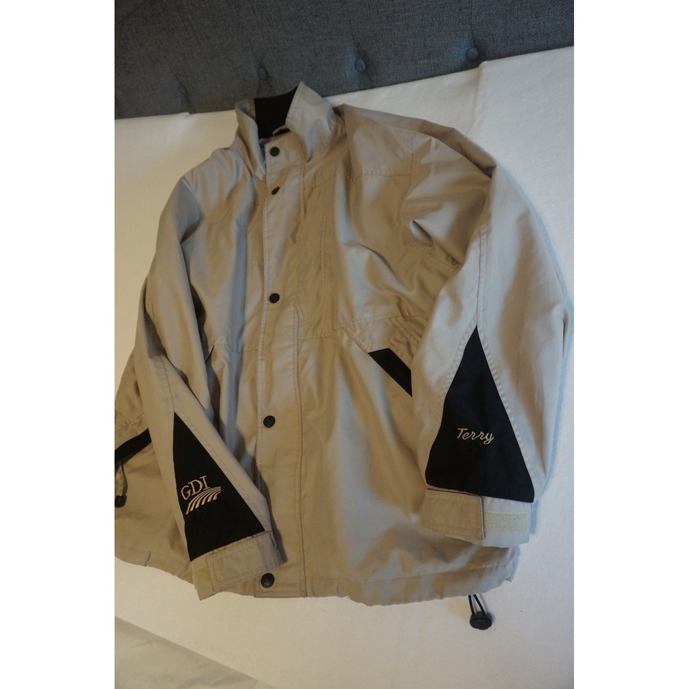 North End All Climate Wear Jacket Mens Large Tan Windbreaker Full Zip GDI Terry